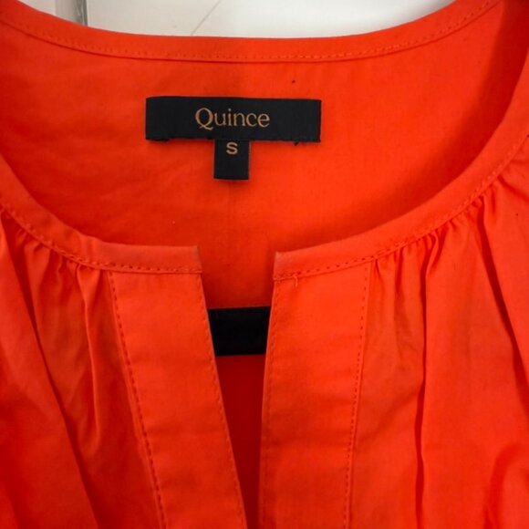 Quince Maxi Dress Vermillion Red Orange Cotton Poplin Tiered Womens Size Small - Picture 2 of 3